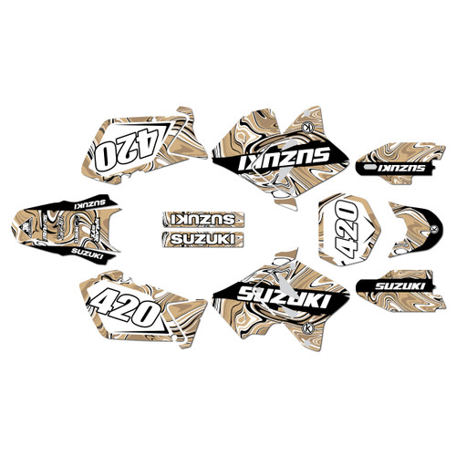 suzuki rm250 graphics kit 2001-2012 snagged series tan