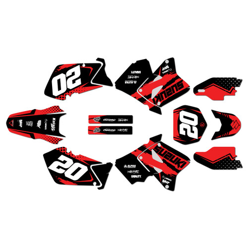 suzuki rm250 graphics kit 2001-2012 spear series red