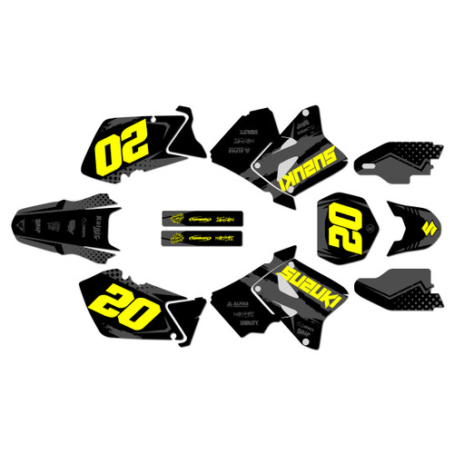 suzuki rm125 graphics kit 2001-2012 spear series yellow-shift