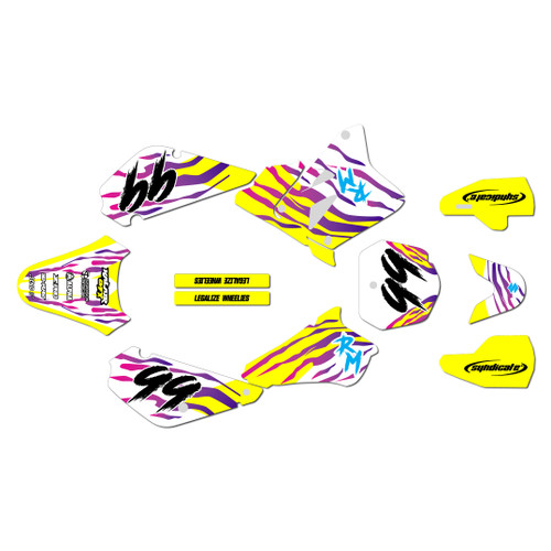 suzuki rm85 graphics kit 2001-2026 raid series yellow