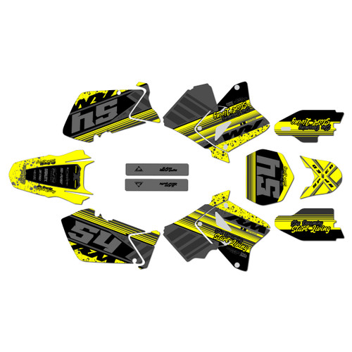 suzuki rm250 graphics kit 2001-2012 split series yellow