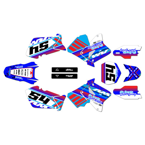 suzuki rm125 graphics kit 2001-2012 split series red