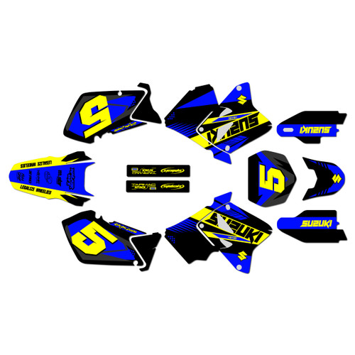 suzuki rm125 graphics kit 2001-2012 turbo series blue-shift