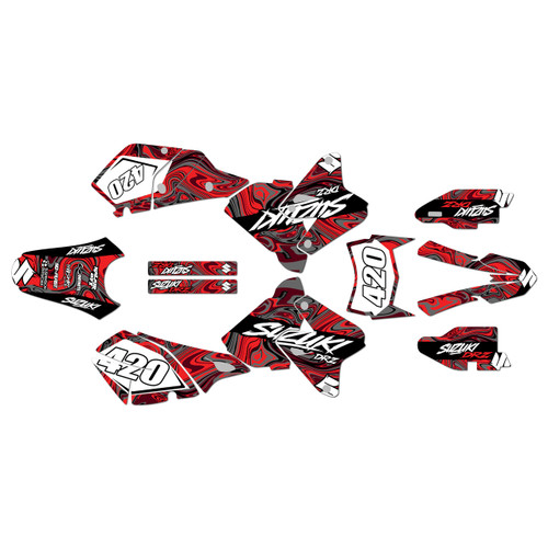 suzuki drz400 graphics kit 2000-2024 snagged series red