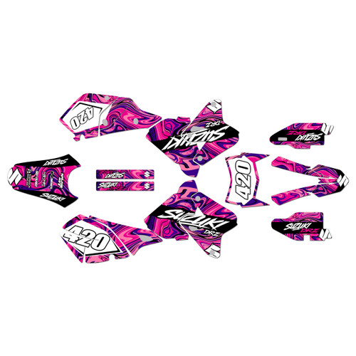 suzuki drz400 graphics kit 2000-2024 snagged series pink