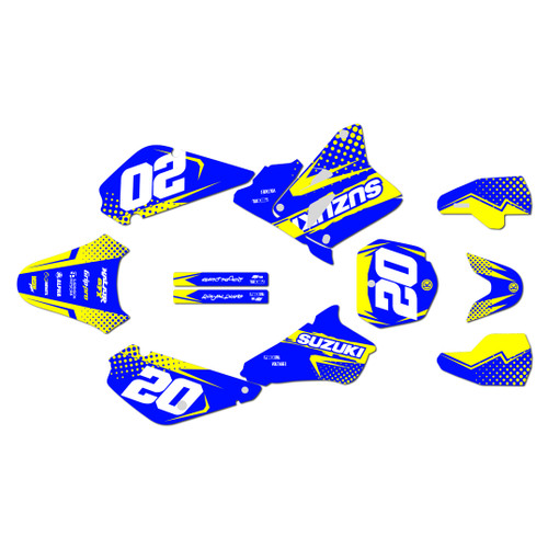 suzuki rm85 graphics kit 2001-2026 spear series yel-blue