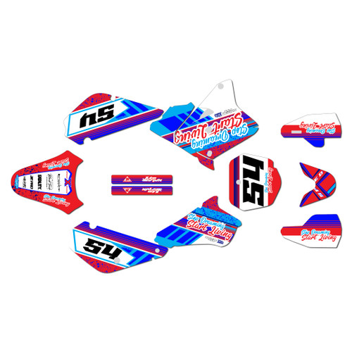 suzuki rm85 graphics kit 2001-2026 split series red-blue