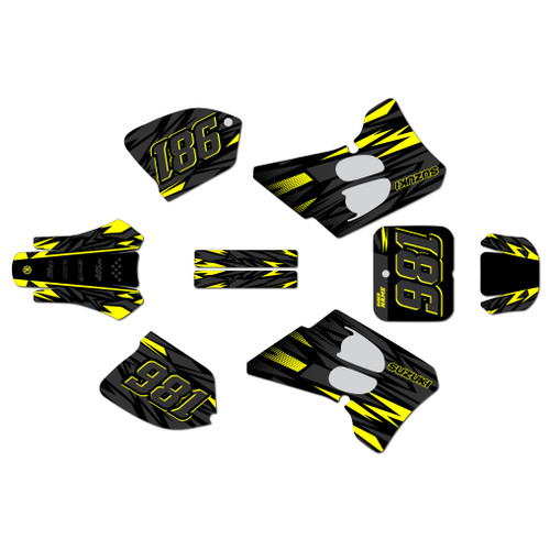 suzuki rm250 graphics kit 1993-1995 twitch series yellow