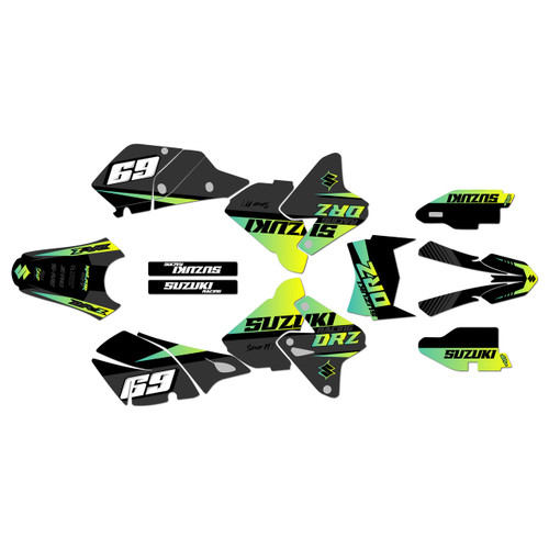 suzuki drz400 graphics kit 2000-2024 voltaic series lime