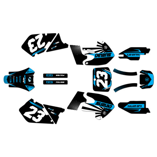 Suzuki rm125 graphics kit 1999-2000 fh series cyan