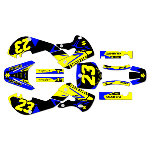 suzuki rm65 graphics kit 2000-2006 evader series yellow-blue