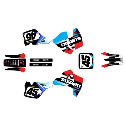 suzuki rm250 graphics kit 1989-1992 division series red