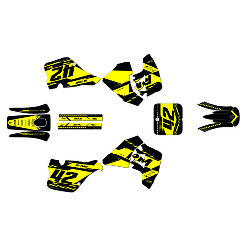 suzuki rm125 graphics kit 1989-1992 lethal series yellow