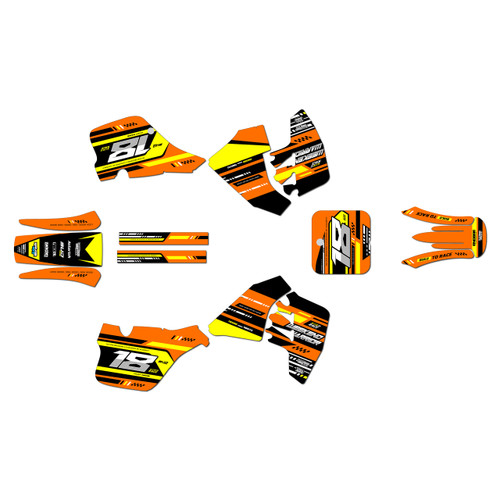 suzuki rm250 graphics kit 1989-1992 warrior series orange