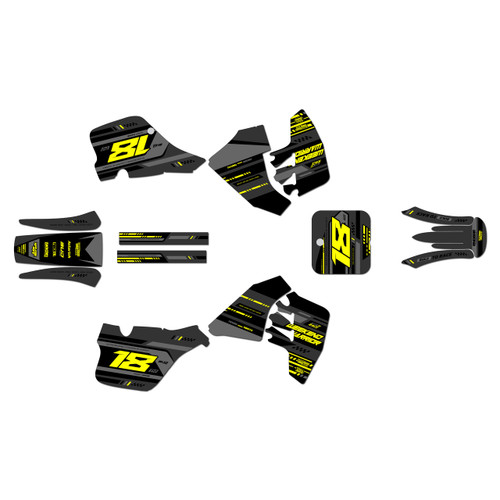 suzuki rm250 graphics kit 1989-1992 warrior series yellow