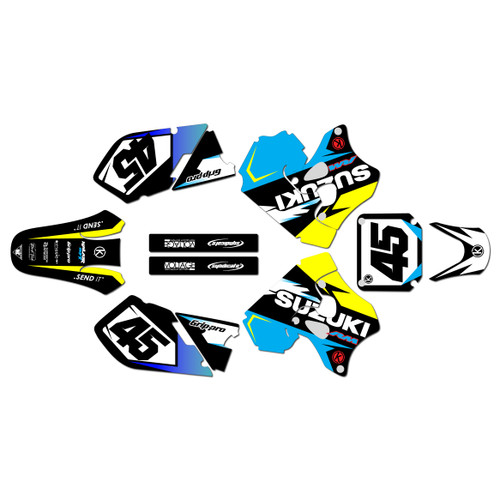 suzuki rm250 graphics kit 1996-1998 division series cyan