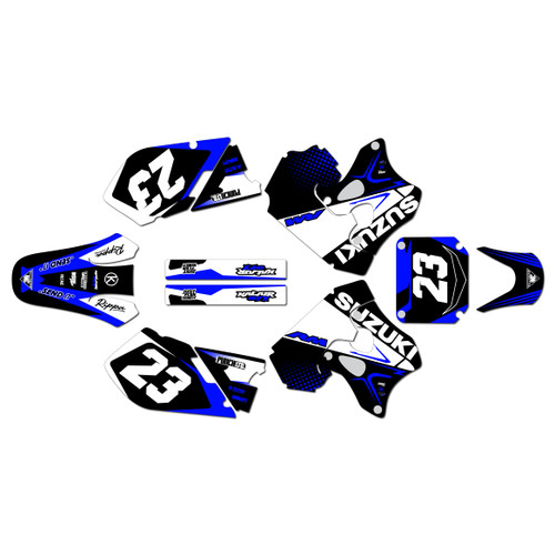 suzuki rm125 graphics kit 1996-1998 evader series blue
