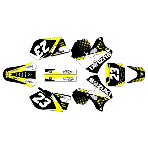 suzuki rm250 graphics kit 1996-1998 evader series yellow