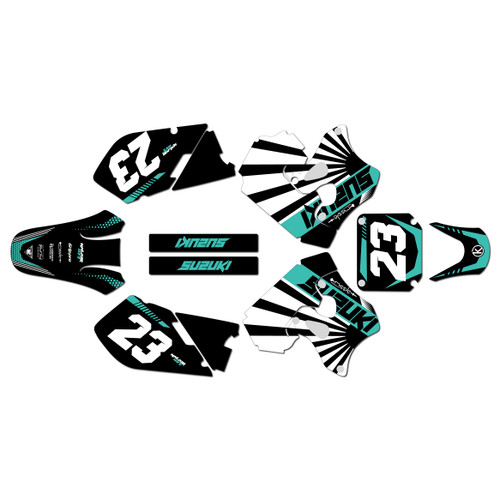 suzuki rm250 graphics kit 1996-1998 fh series teal