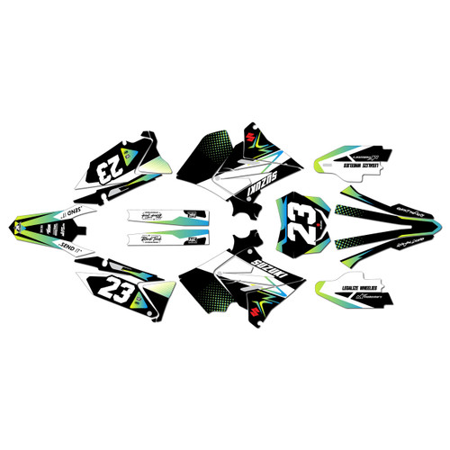 suzuki rm125p graphics kit 2001-2008 evader series lime
