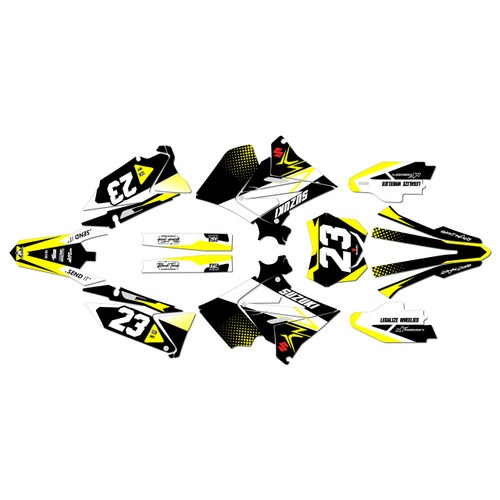suzuki rm250p graphics kit 2001-2008 evader series yellow