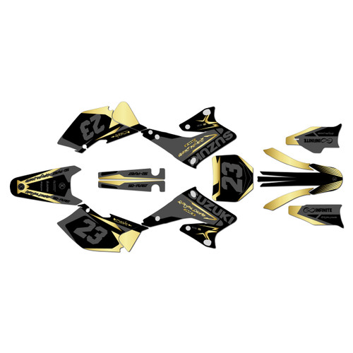 suzuki rmz250 graphics kit 2004-2006 evader series gold
