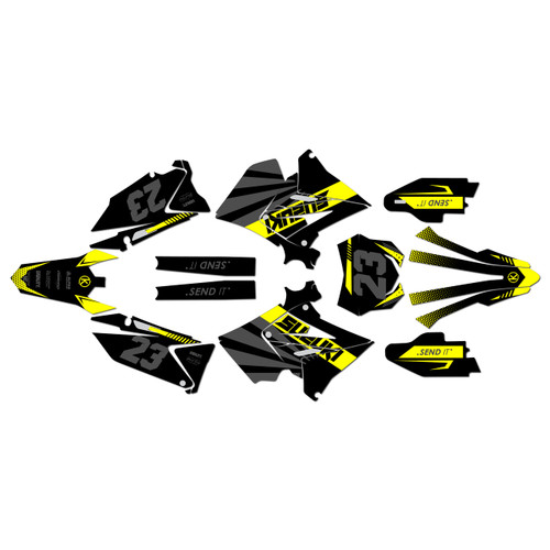 suzuki rm250p graphics kit 2001-2008 fh series yellow-shift