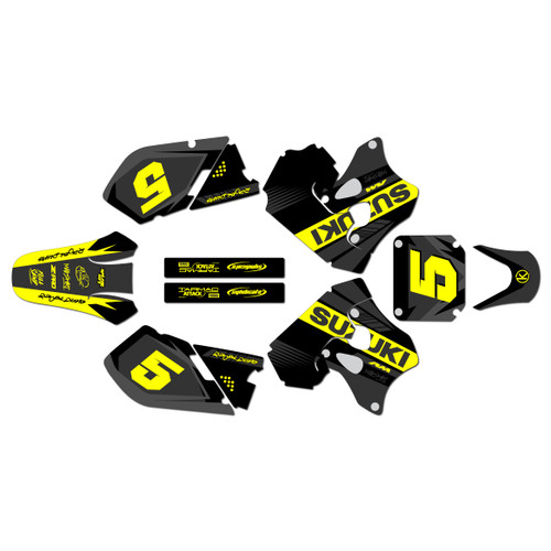 suzuki rm125 graphics kit 1996-1998 turbo series yellow-shift