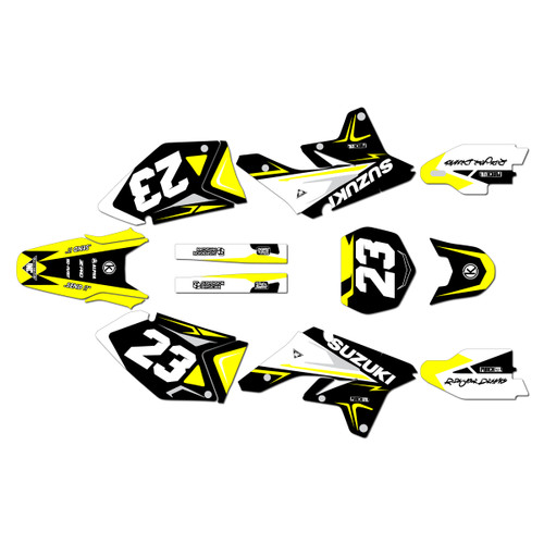 suzuki rmz250 graphics kit 2007-2009 evader series yellow