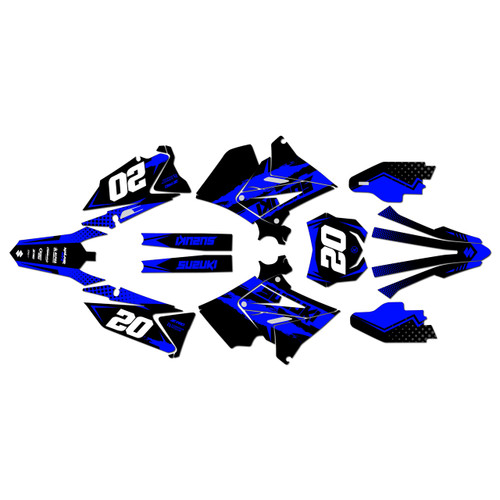 suzuki rm125p graphics kit 2001-2008 spear series blue