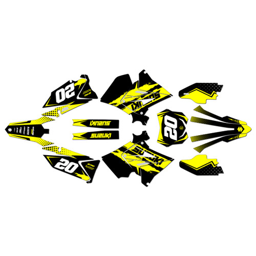 suzuki rm250p graphics kit 2001-2008 spear series yellow