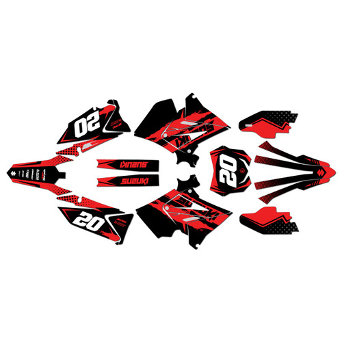 suzuki rm250p graphics kit 2001-2008 spear series red