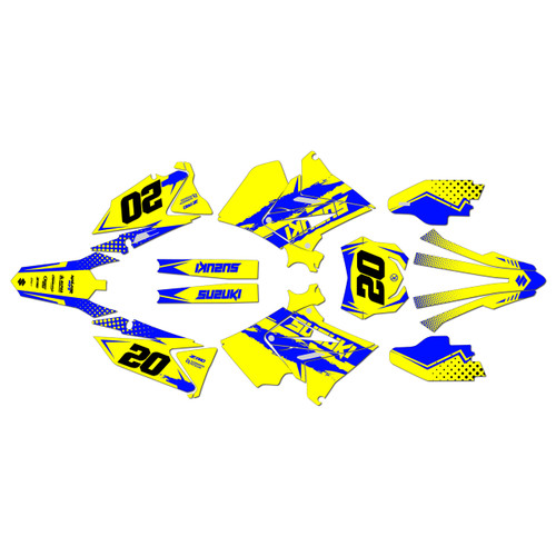 suzuki rm250p graphics kit 2001-2008 spear series yellow-shift
