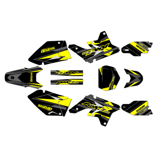 suzuki rmz250 graphics kit 2007-2009 razor series yellow-shift