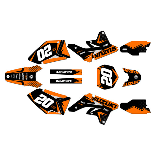 suzuki rmz250 graphics kit 2007-2009 spear series orange