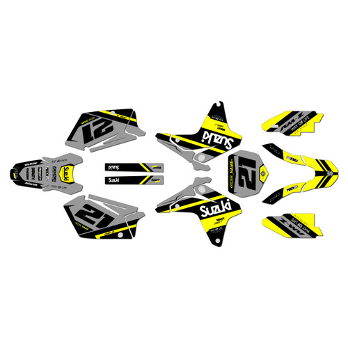 suzuki rmz450 graphics kit 2005-2006 enigma series yellow