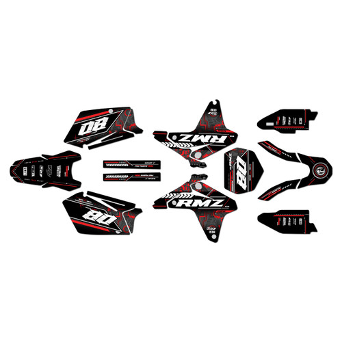 suzuki rmz450 graphics kit 2005-2006 rift series red