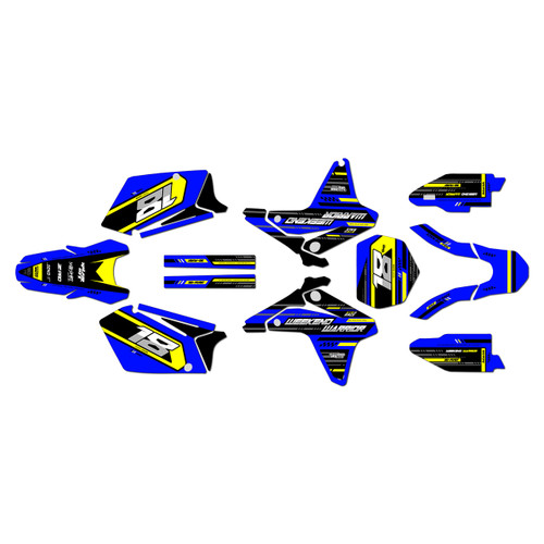 suzuki rmz450 graphics kit 2005-2006 warrior series blue