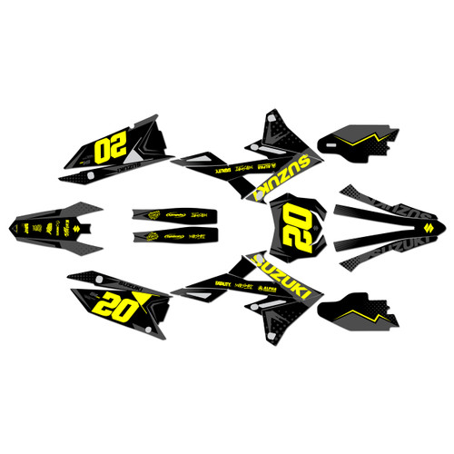 suzuki rmz450 graphics kit 2018-2026 spear series yellow-shift