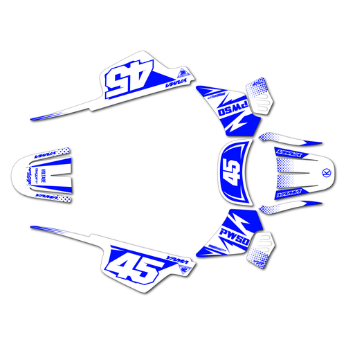 yamaha pw50 graphics kit all years division series blue-red