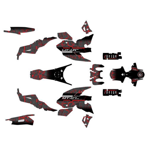 yamaha fz07 graphics kit 2021-2024 rift series red