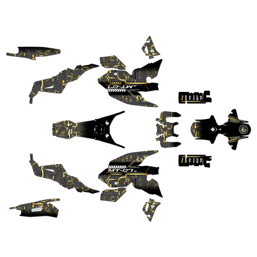 yamaha fz07 graphics kit 2021-2024 rift series gold