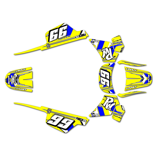 yamaha pw50 graphics kit all years klutch series blue-yellow