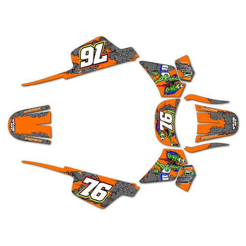 yamaha pw50 graphics kit all years lunatic series orange