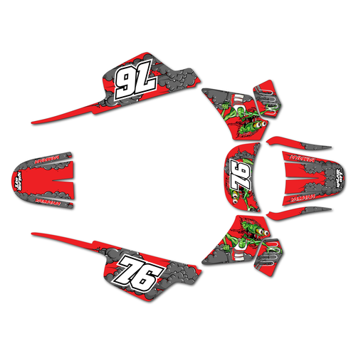 yamaha pw50 graphics kit all years lunatic series red