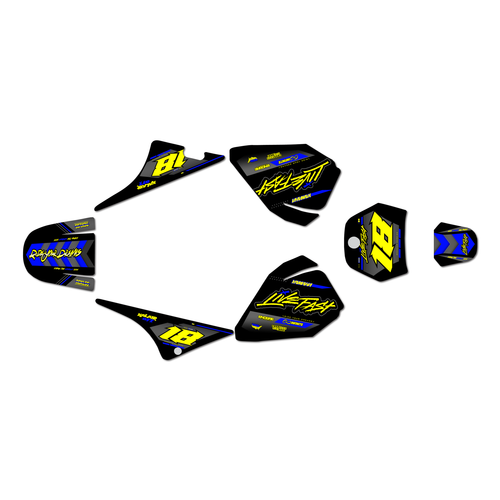 yamaha pw80 graphics kit all years rebel series blue-shift