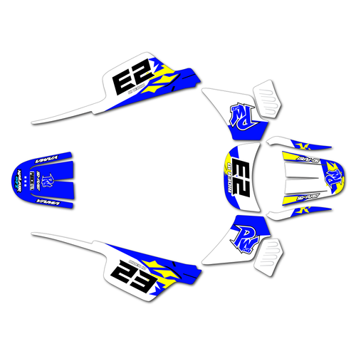 yamaha pw50 graphics kit all years retro series blue