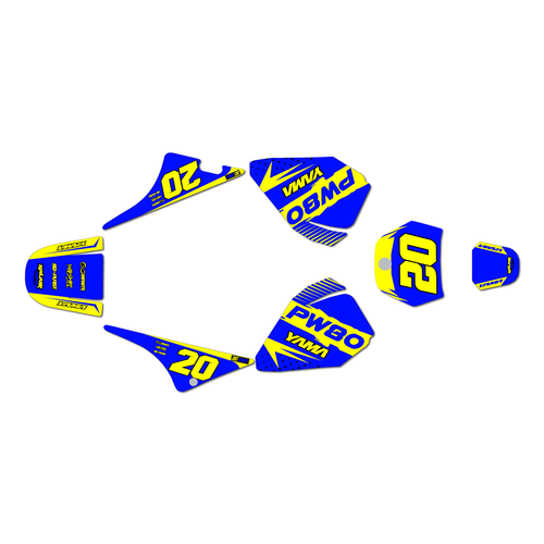 yamaha pw80 graphics kit all years spear series blue-yellow