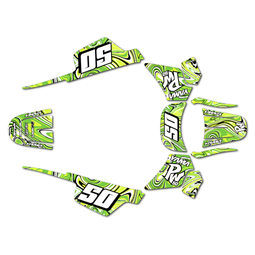 yamaha pw50 graphics kit all years snagged series green