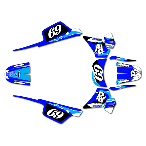 yamaha pw50 graphics kit all years vintage series blue